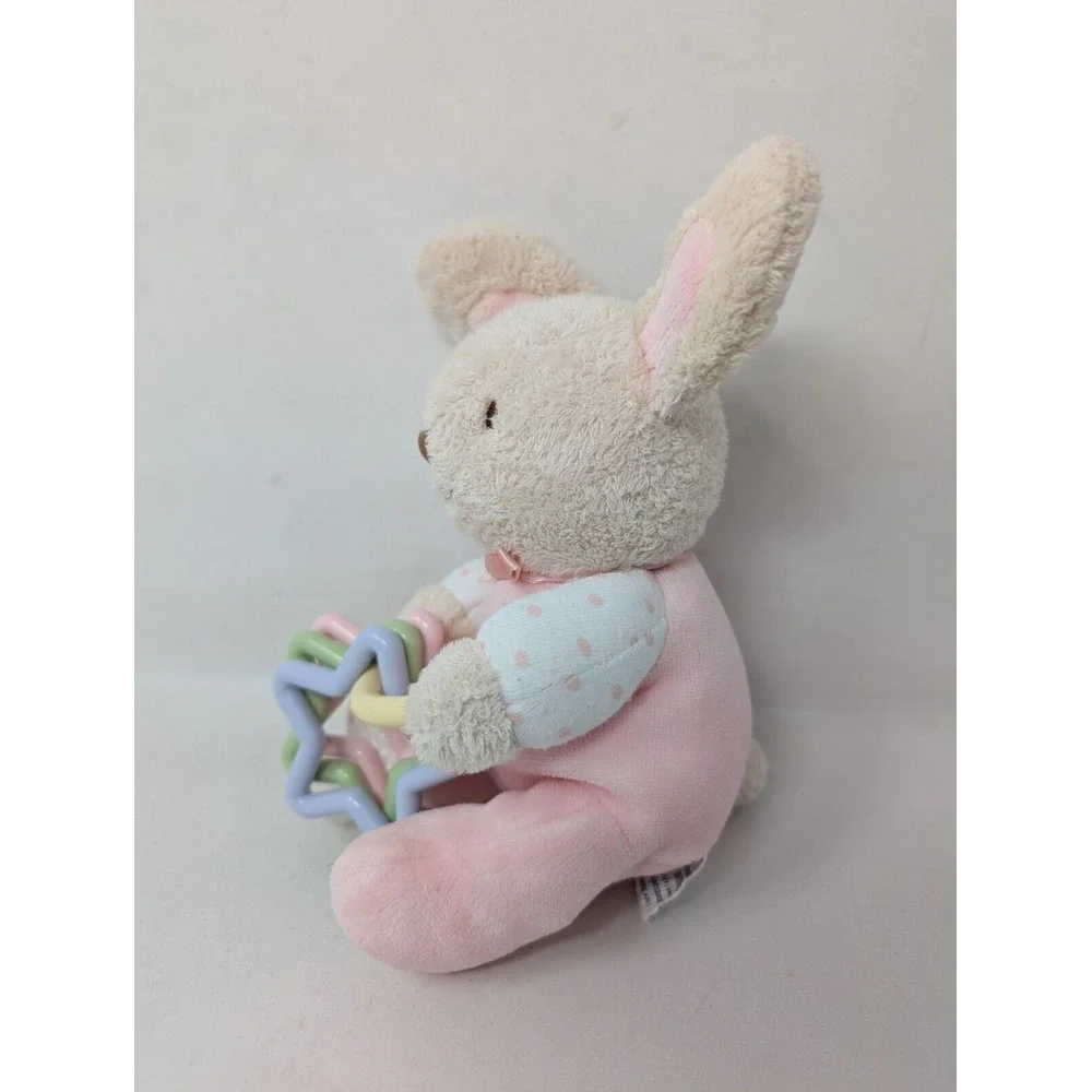 Vintage Carters Prestige White Bunny Rabbit Plush Rattle Stuffed Animal Baby 90s
